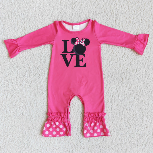 promotion 6 B8-35 valentine girl love cartoon mouse lace long sleeve romper