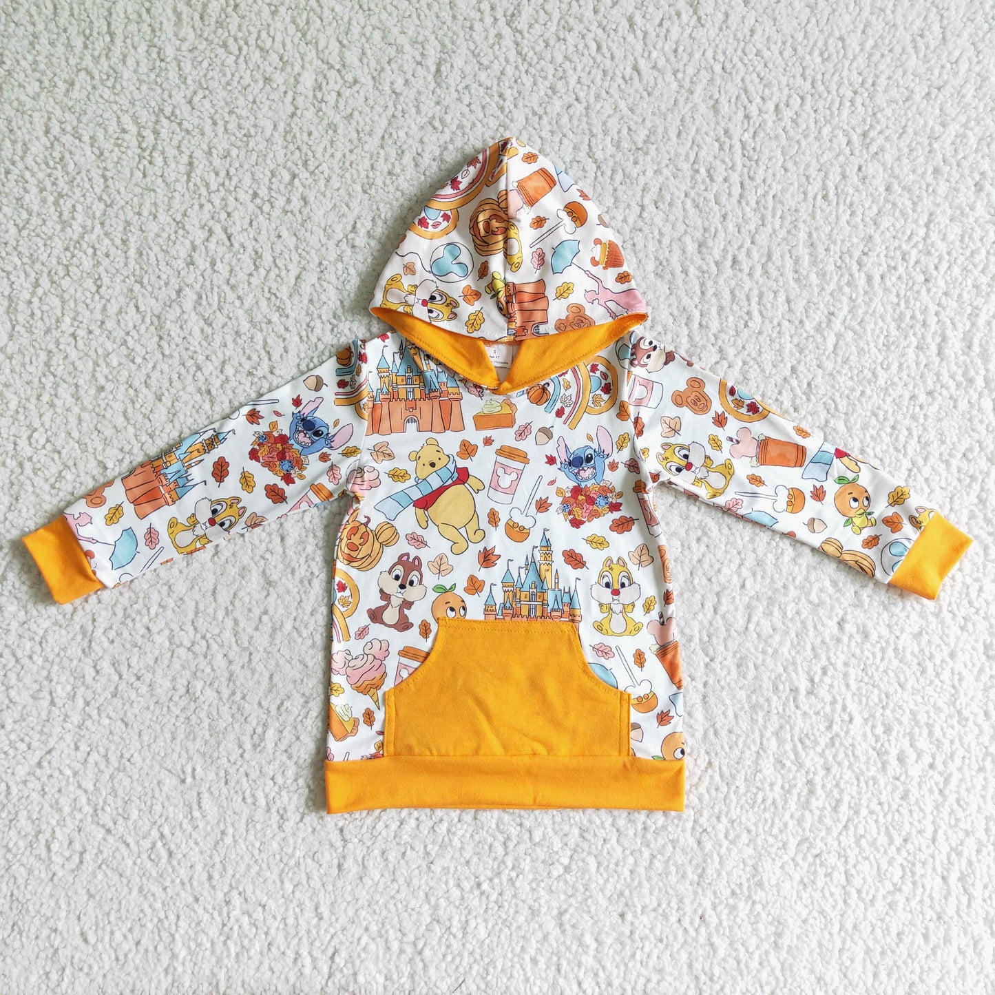 RTS pocket cartoon stitch bear girl hoodie sweater coat boy  202412