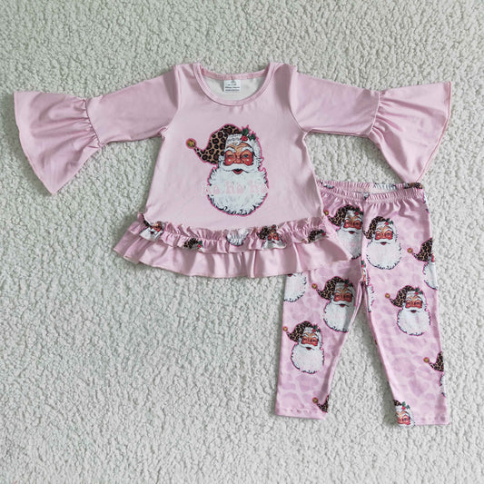 RTS Christmas girl santa lace long sleeve legging pants outfit 0521