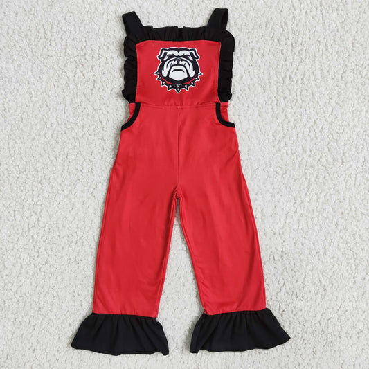 D5-17 Bulldog team RTS girl clothes red black lace Overall jumpsuit football suspender pants