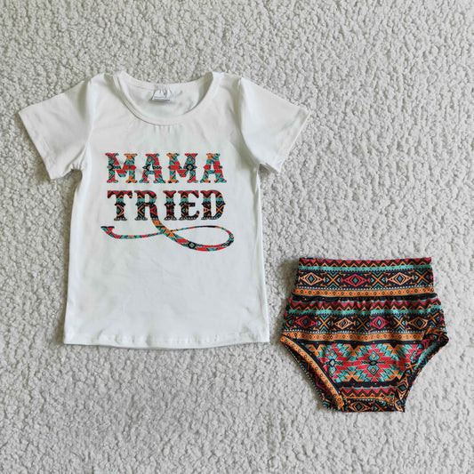 B10-22 mama top summer boy GIRL clothes set short sleeve bummies set 0722 RTS