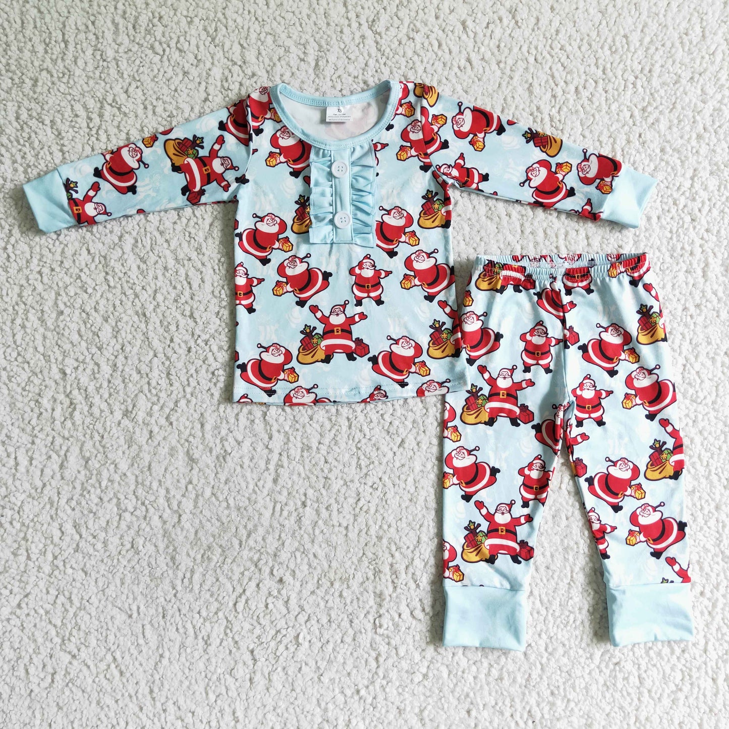 0806 RTS Christmas Santa long sleeve boy pajamas outfit clothes