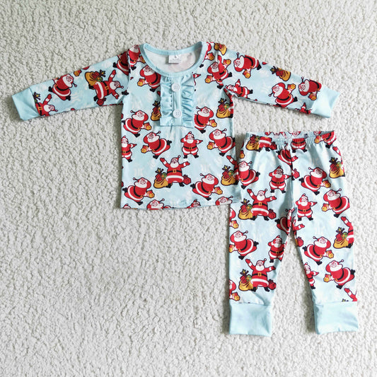 0806 RTS Christmas Santa long sleeve boy pajamas outfit clothes