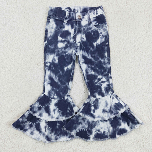 1121 RTS bleached double ruffles denim jeans pants P0035