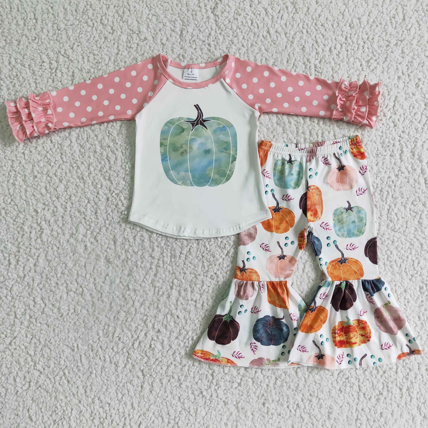 Promotion RTS GLP0240 pink pumpkin halloween long sleeves pants girl  outfit 0903