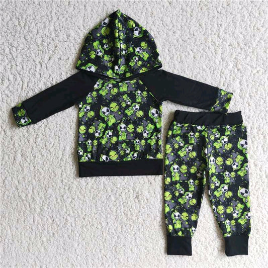 RTS 0610 boy green cartoon raglan long sleeve Hoodie outfit 6A15-14