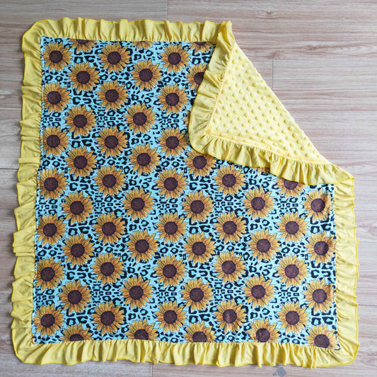 yellow sunflower ruffle flowers blanket 0608 RTS