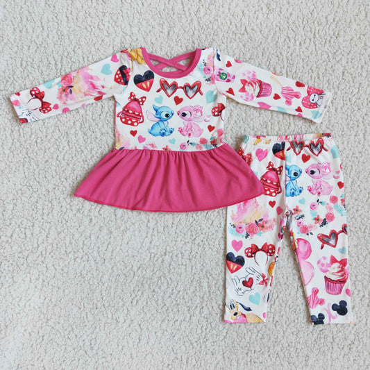 promotion 6 B1-33 RTS valentine  girl cartoon long sleeve legging pants outfit