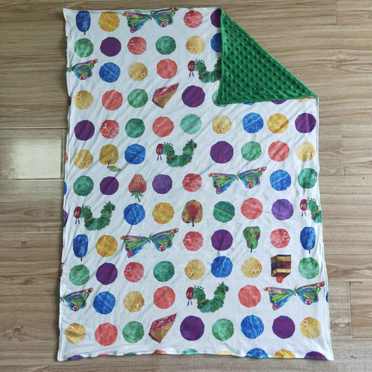 BL0014 RTS green silkworm colorful candy butterfly strawberry baby blankets 0614