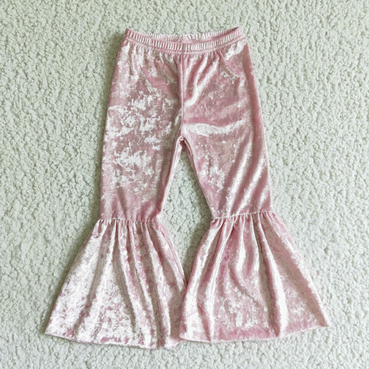 pink bell bottom velvet pants 0803 RTS