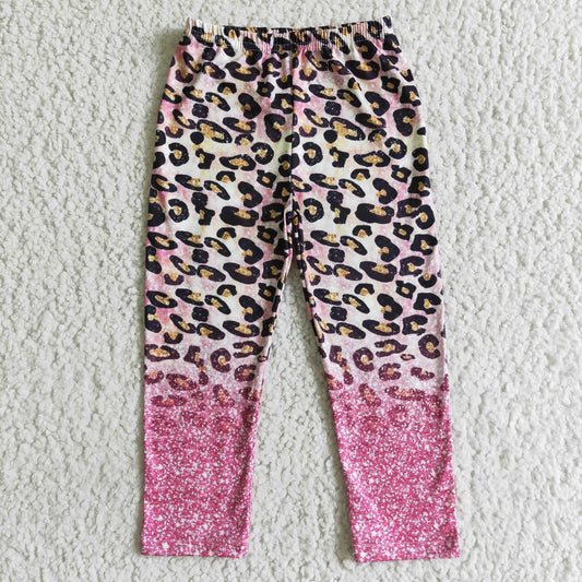 girl leopard colorful pink long legging pants 0728 RTS