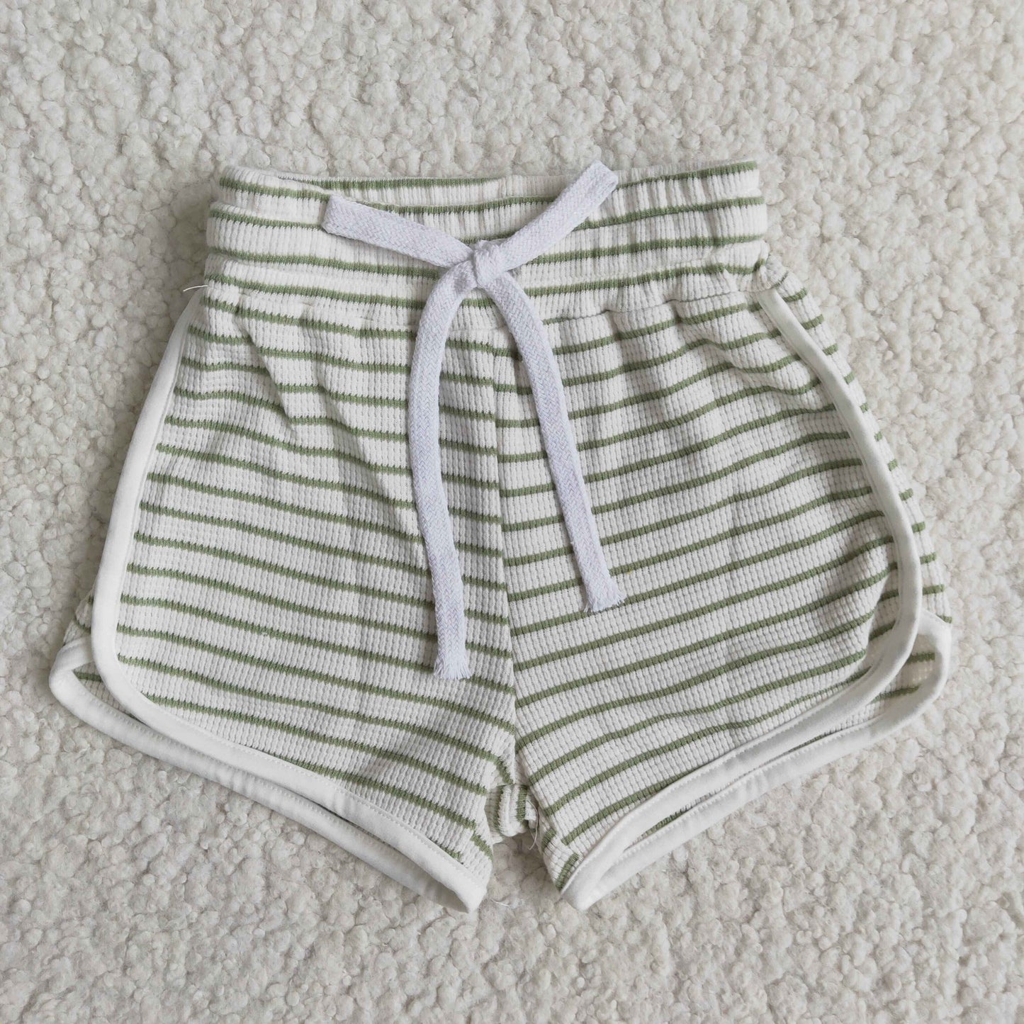 green white stripe girls cotton sports shorts 0124