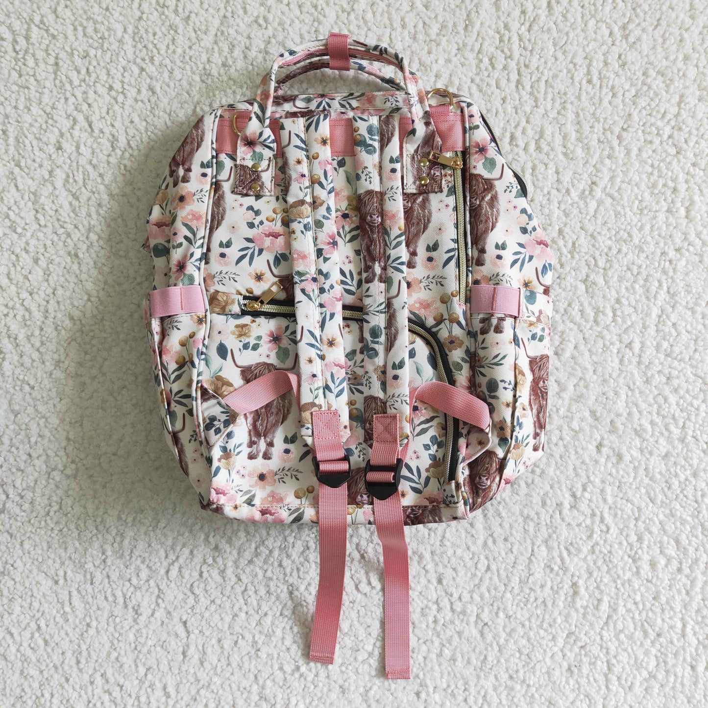 RTS pink cow floral backpack 0420