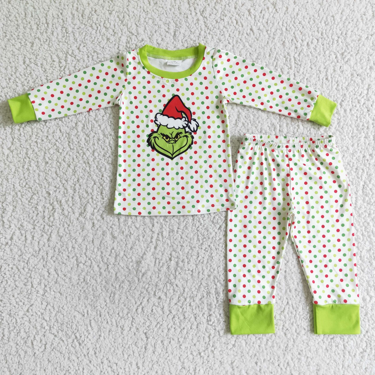 6 BA-22 Christmas boy green cartoon long sleeve pajamas boy outfit 20230606 RTS