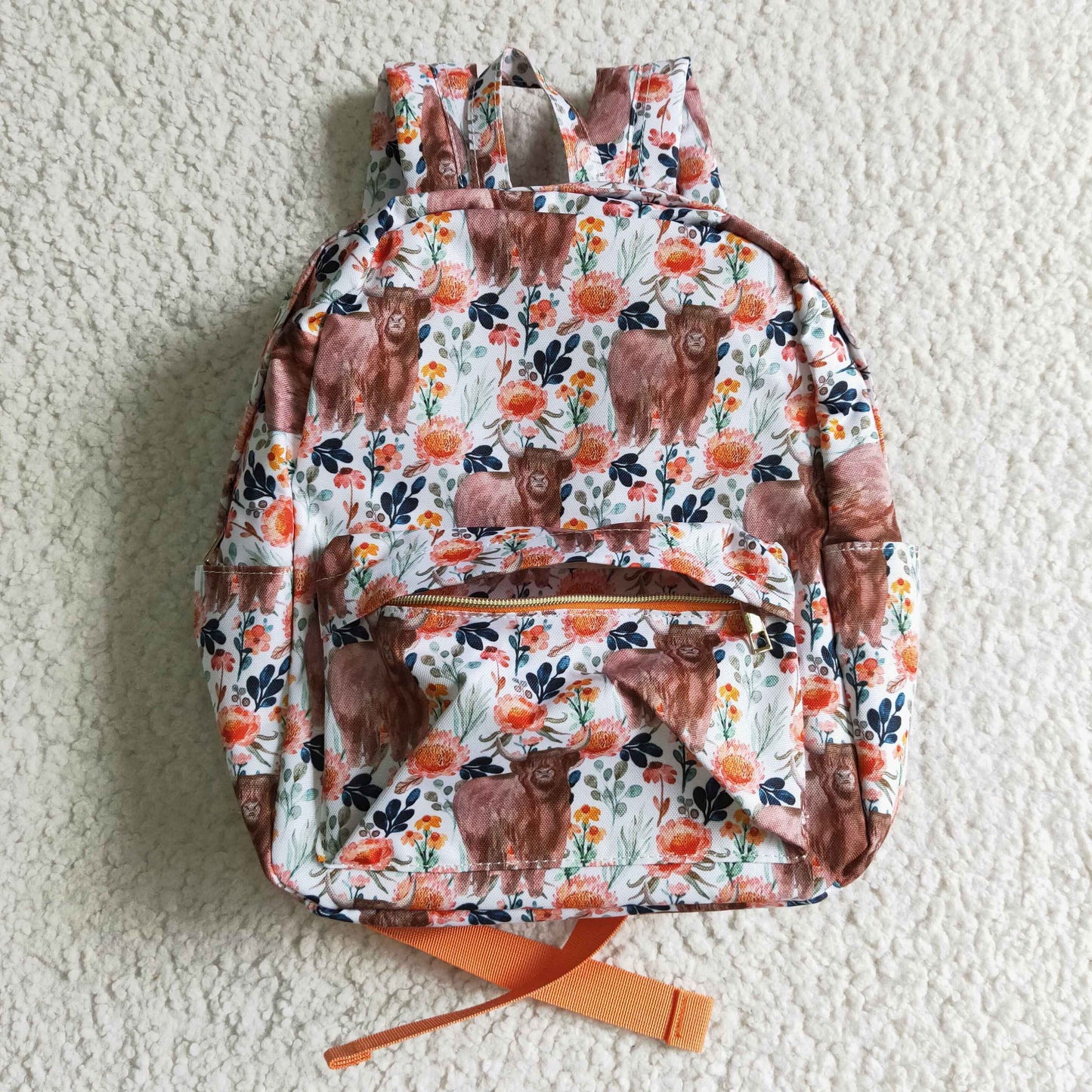 BA0027 RTS pink cow floral backpack RTS