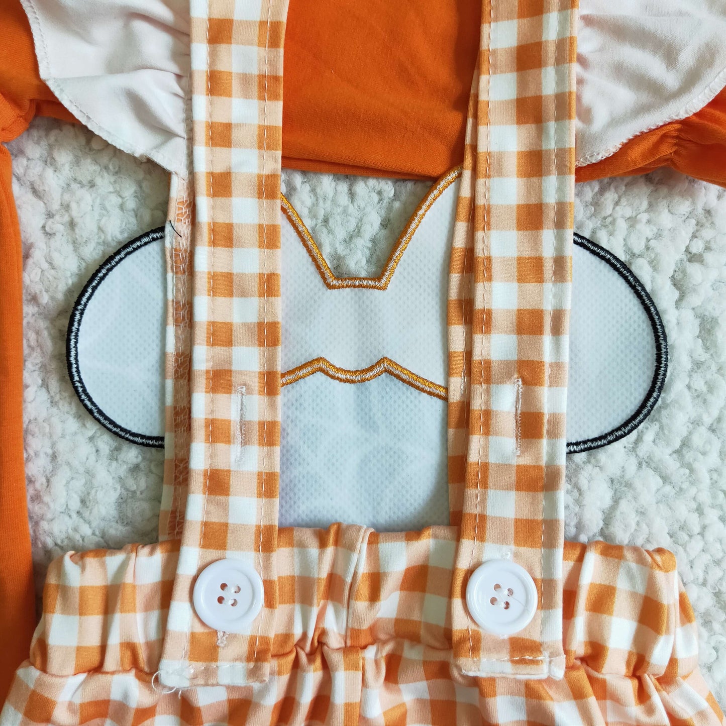 GLP0067 RTS orange mouse bat bow plaid overall jumpsuit suspender pants girl outfit 1009