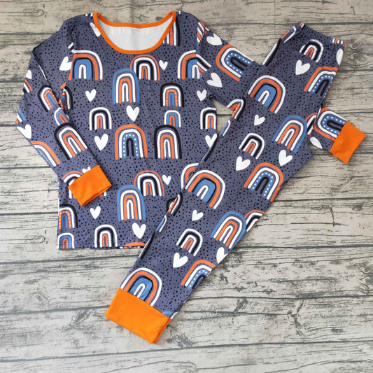 0926 RTS outfits long sleeve rainbow gray pajamas adult