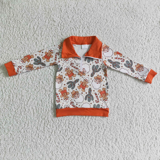 PROMOTION PRICE  BT0068 RTS black christmas santa long sleeve boy coat pullover top 20230622