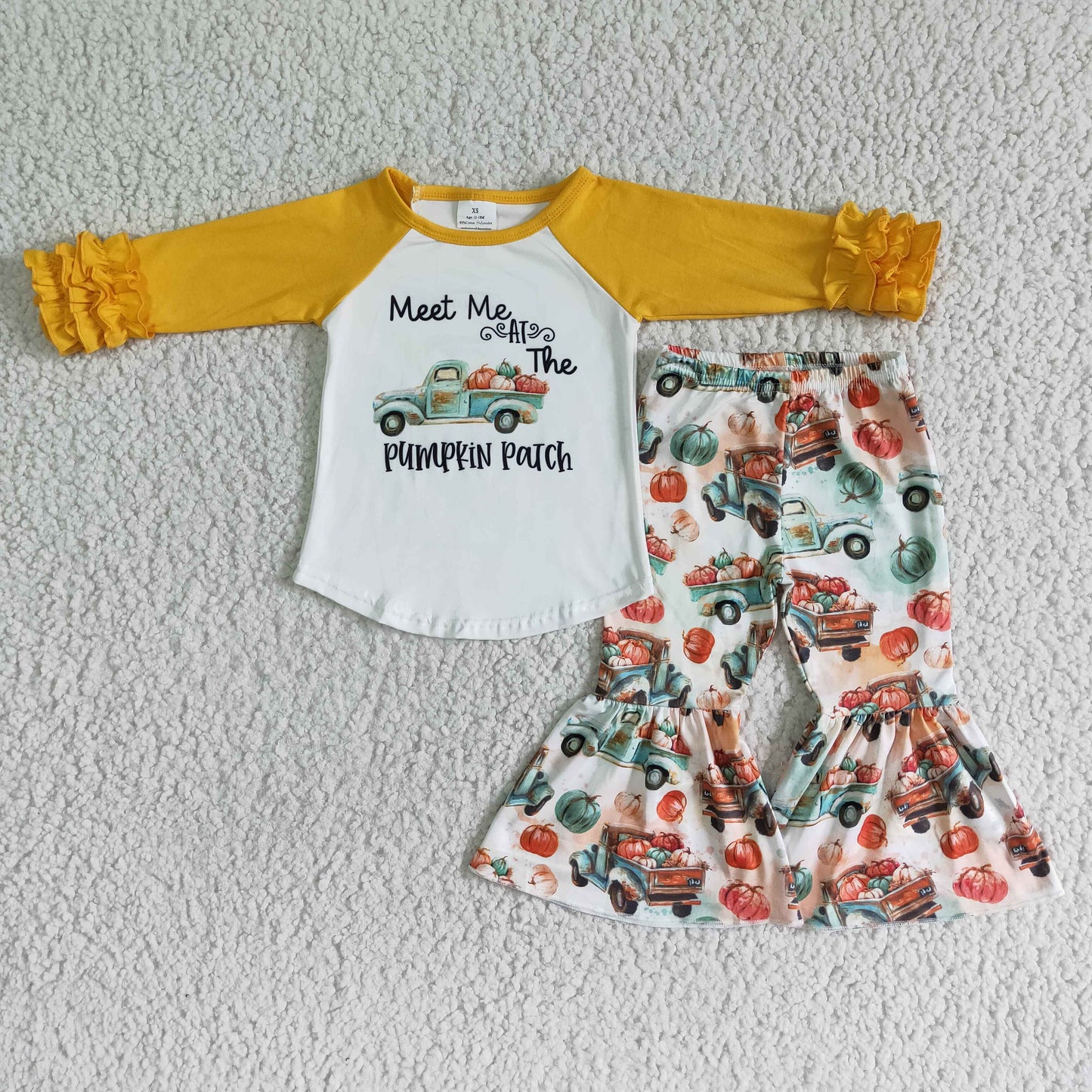 6A2-13 RTS 0531 pumpkin truck bell bottom boylong sleeve pajamas