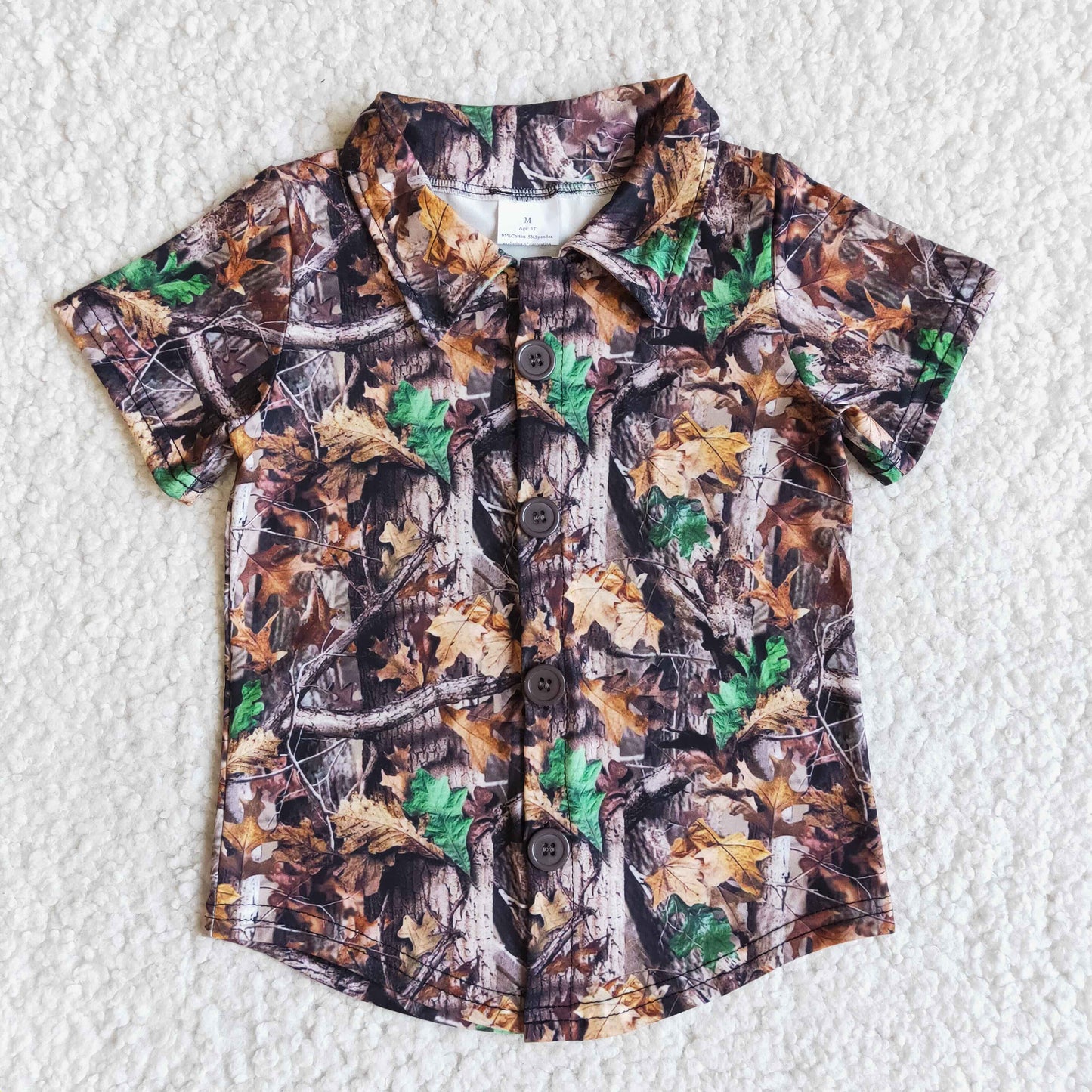 camo branch leaves boy short sleeve top Jan 0105