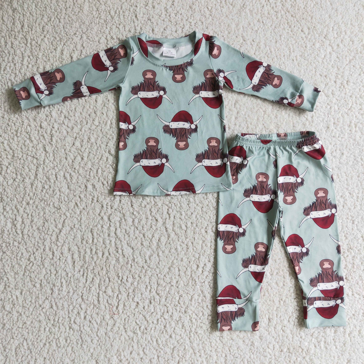 promotion BLP0087 RTS black christmas cow long sleeve boy pajamas outfit