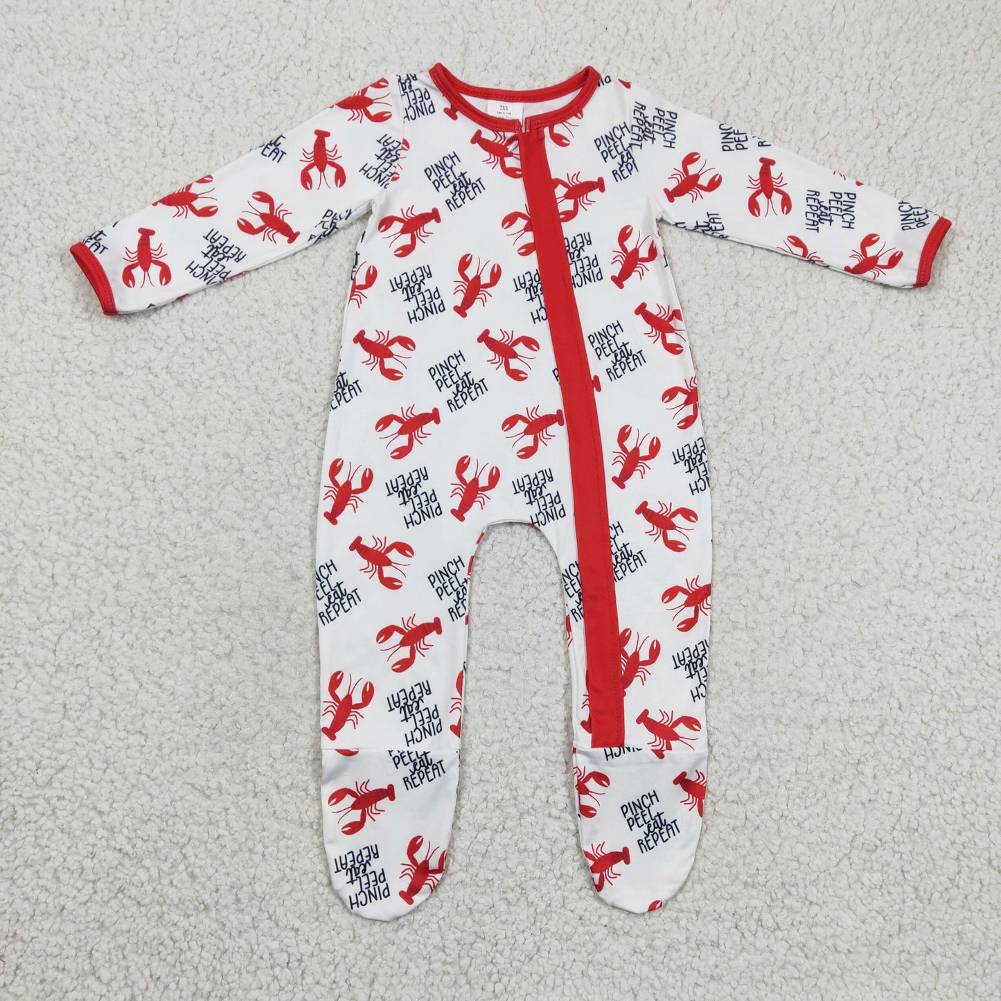 LR0257  western cray fish long sleeve boy romper 1226 RTS