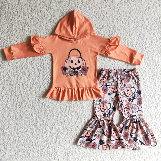 Halloween pumkin HOODIE LONG sleeve football girl outfit 0909