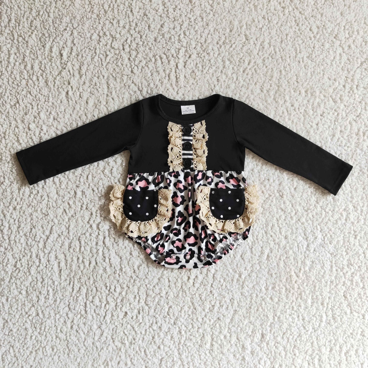 RTS 0919 romper lace black white stripes leopard print