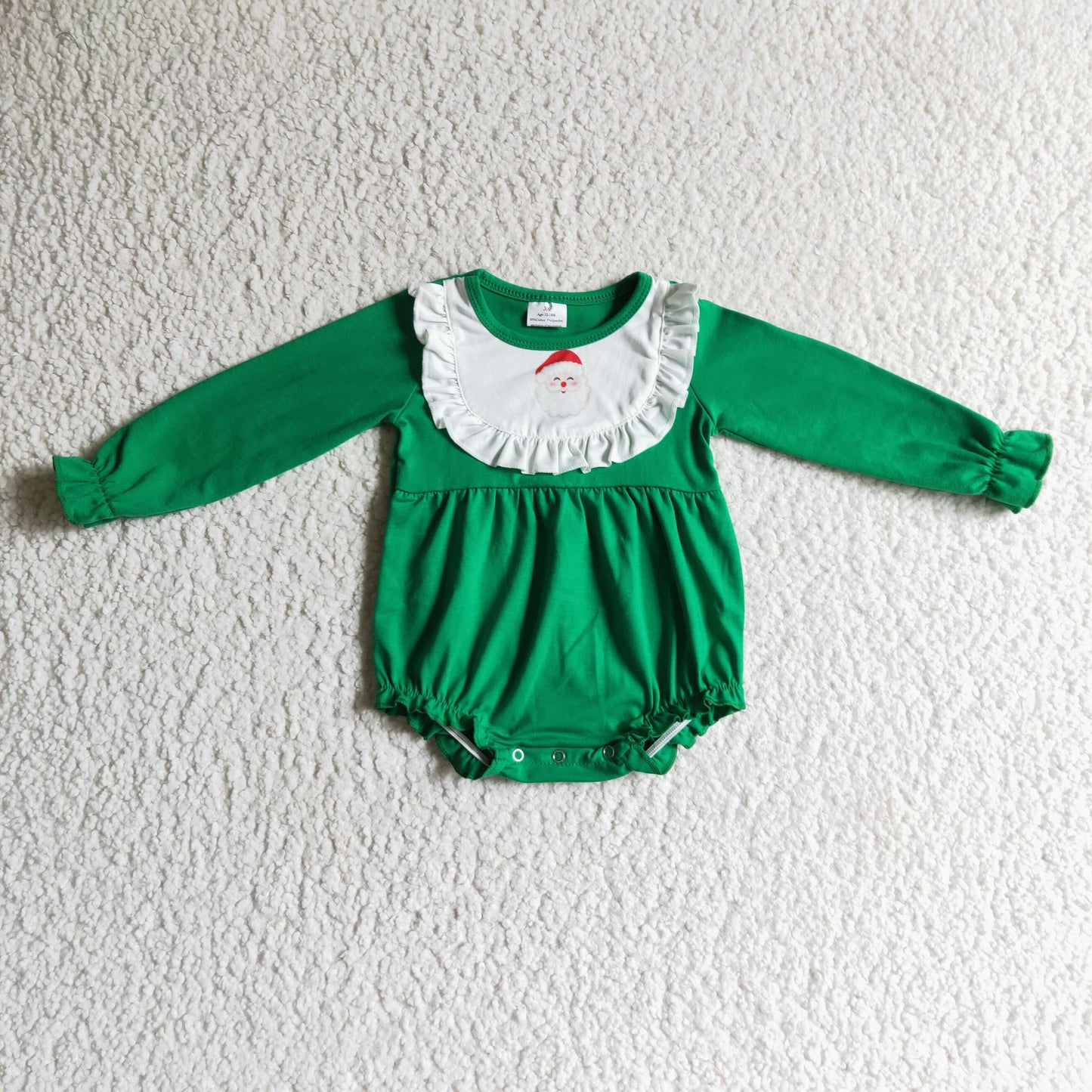 1005 RTS long sleeve green christmas Santa girl romper