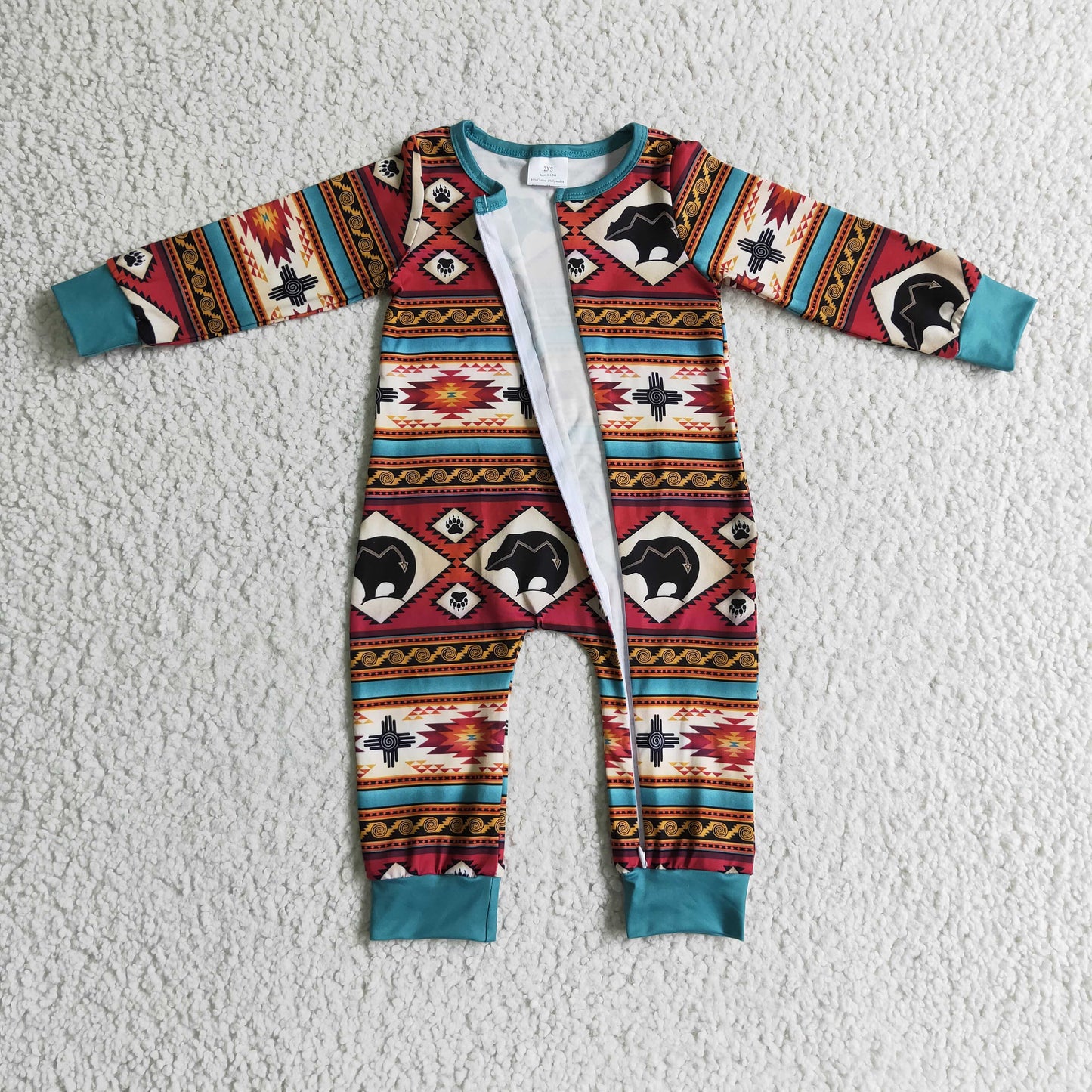 LR0183 AZTEC print long sleeve zipper boy kids romper RTS 1027