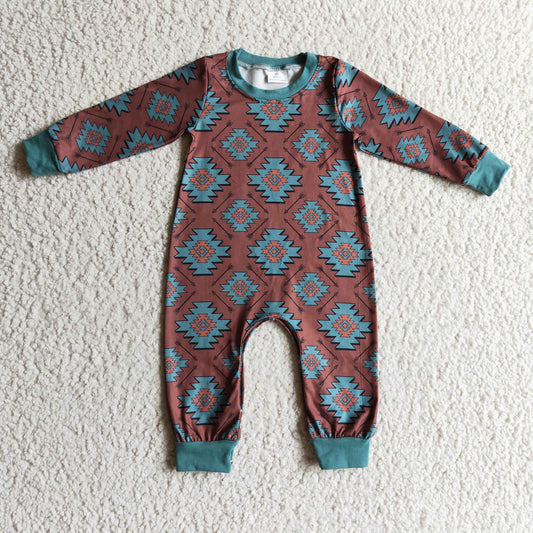 LR0187 cow brown long sleeve zipper baby boy girl sleep romper 1107 RTS