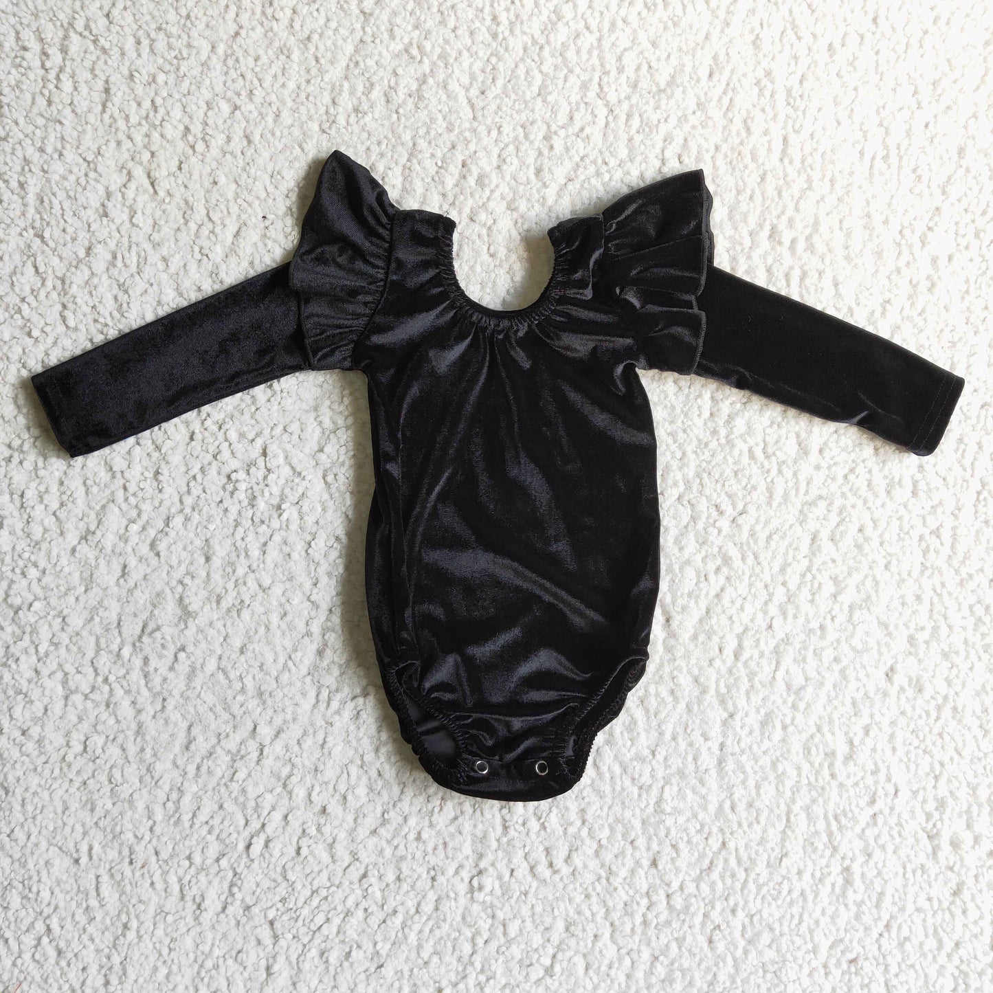 LR0208 girl black velvet bubble romper