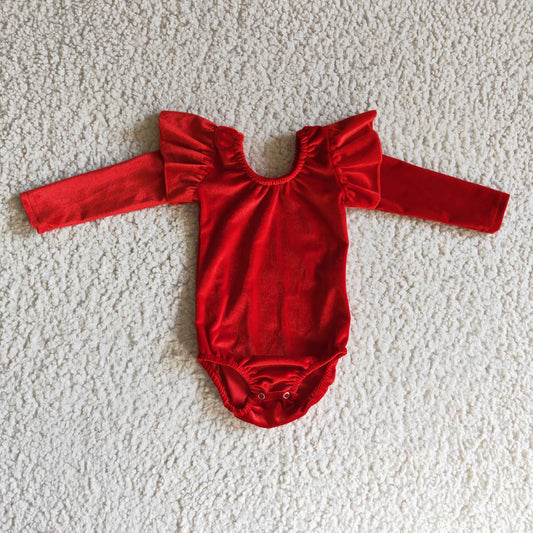 LR0209 girl red velvet bubble romper 1110 RTS