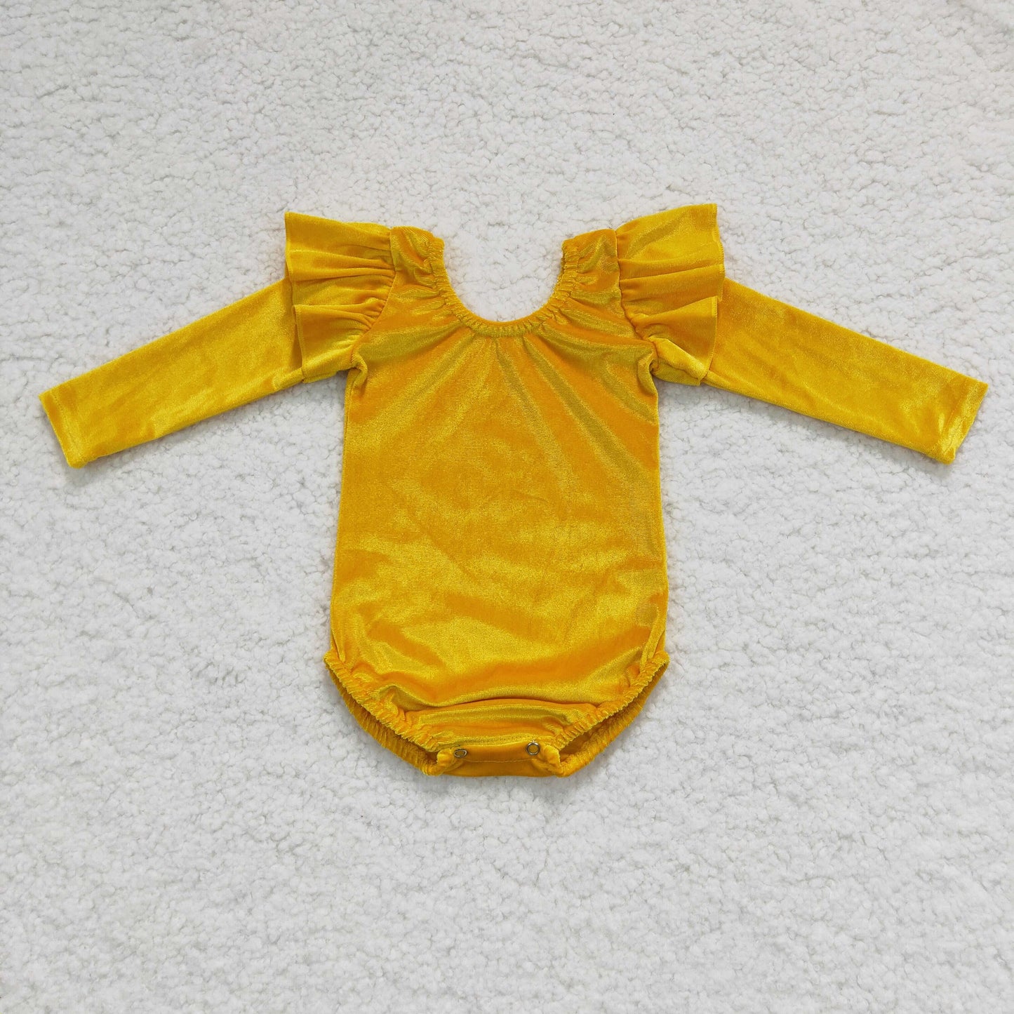 LR0210 girl yellow velvet bubble romper 1126 RTS