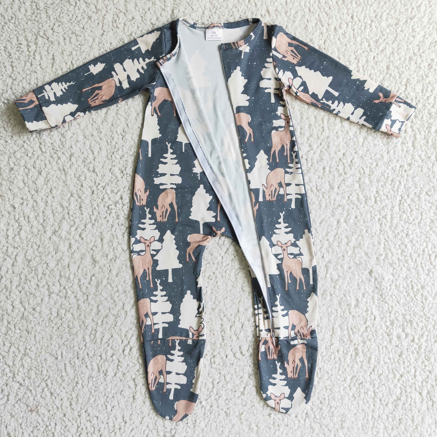LR0222 christmas tree deer long sleeve girl romper RTS 1117