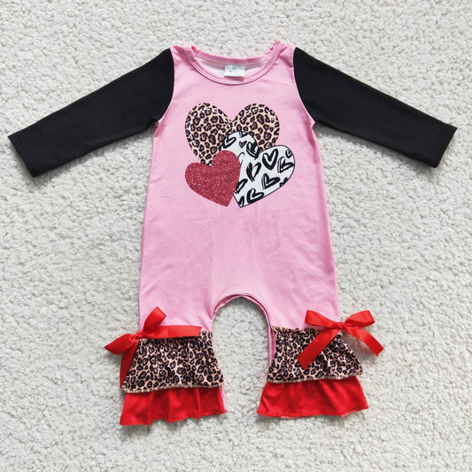 RTS LR0251 long sleeve valentina love leopard GIRL romper 1212
