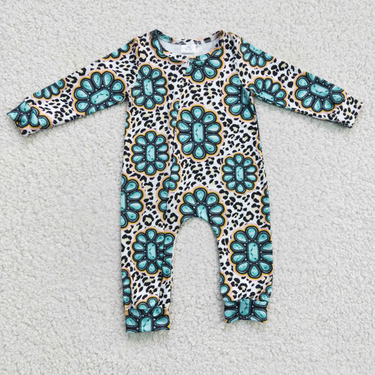 RTS LR0254 short sleeve gem western leopard boy romper