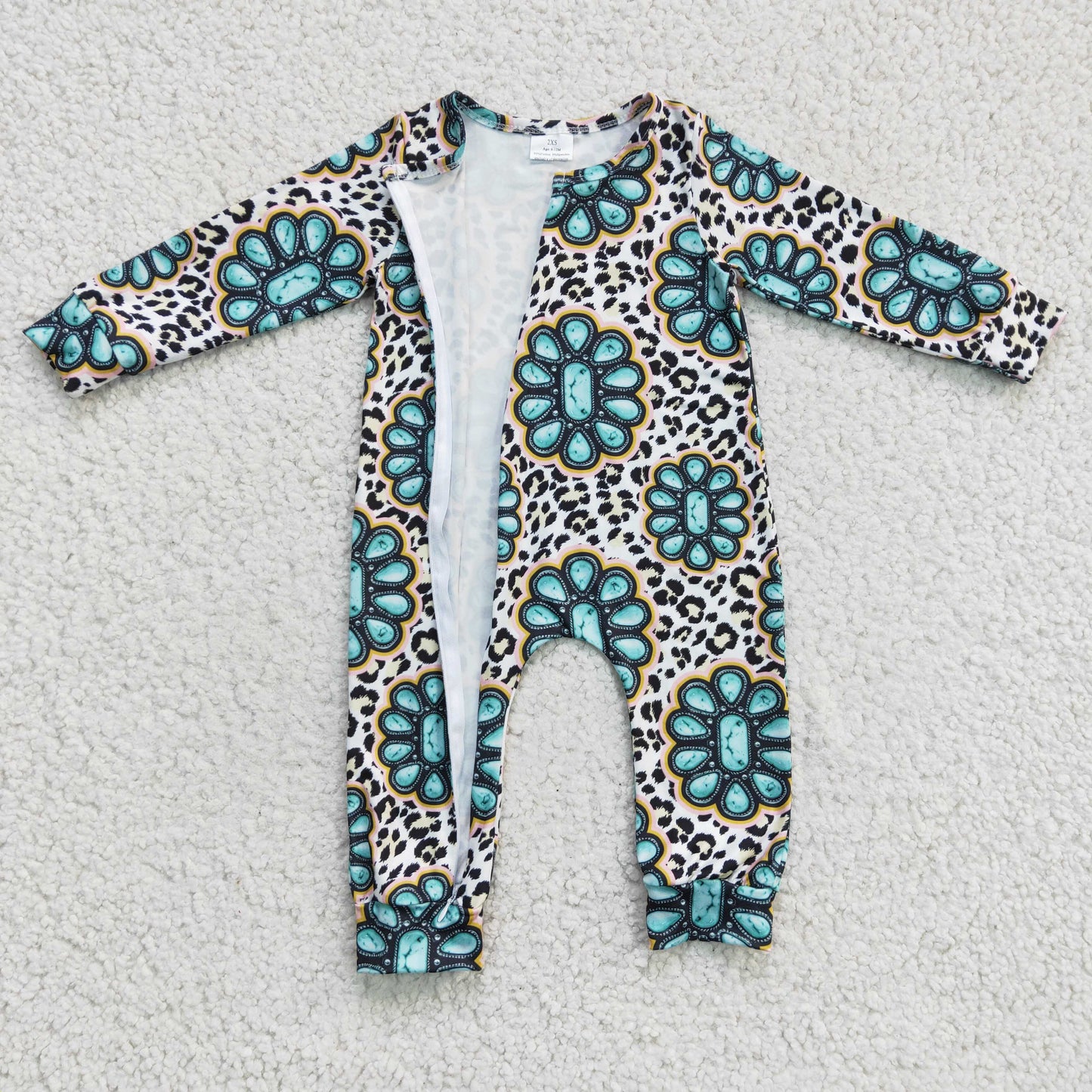 RTS LR0254 short sleeve gem western leopard boy romper