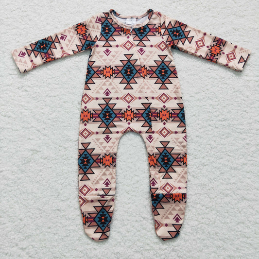 LR0255 western print long sleeve kids sleep romper RTS 1126 RTS