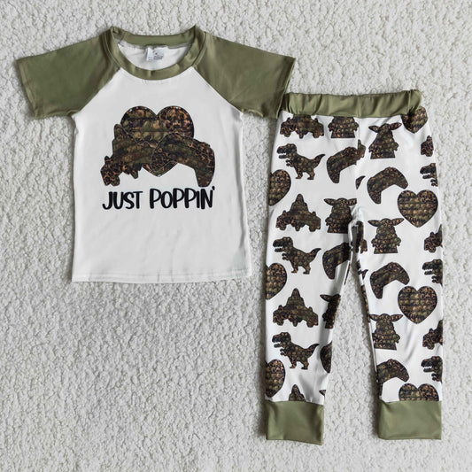 promotion just poppin letters raglan green ball short sleeve legging pant outfits  RTS