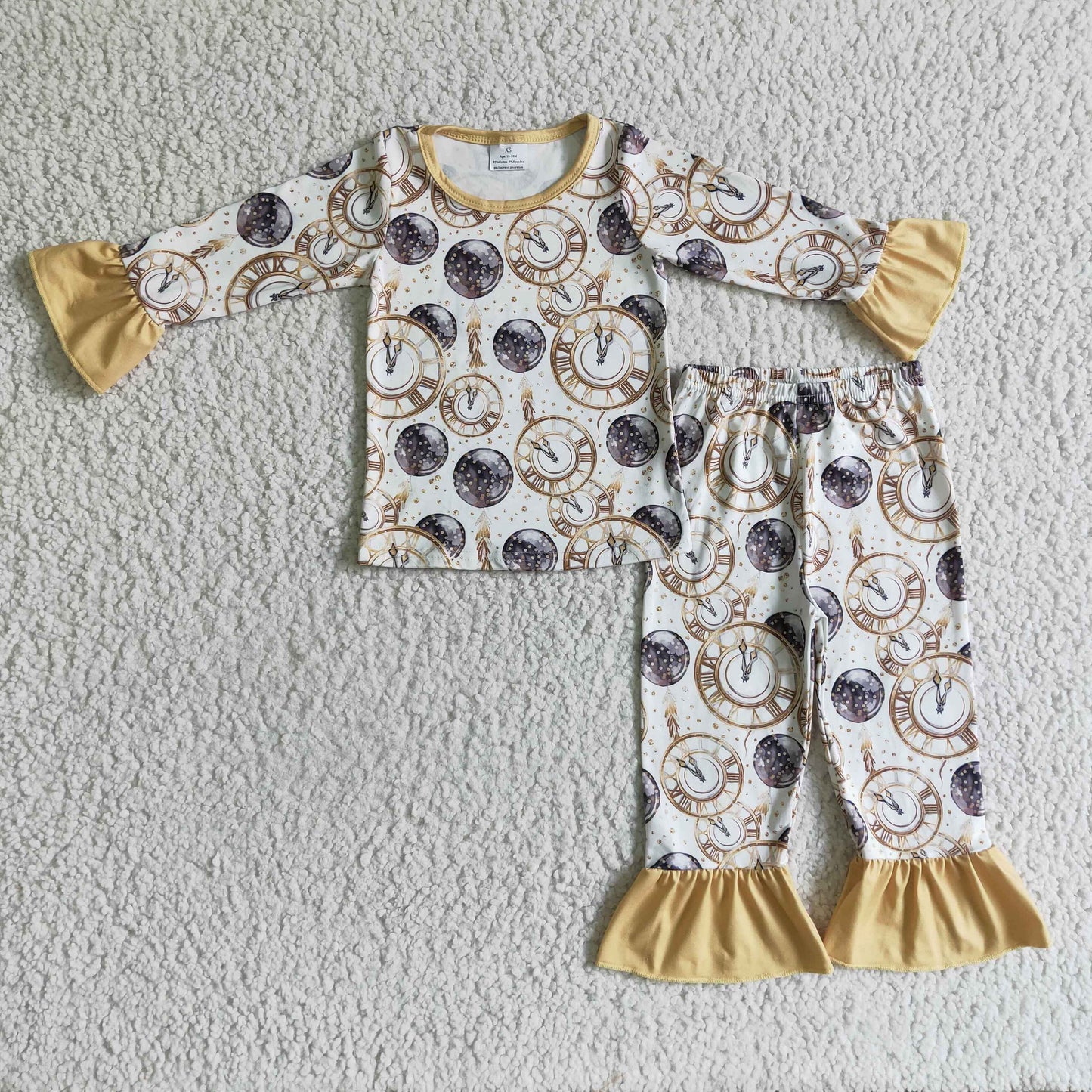 1017 RTS long sleeve happy new year girl pajamas outfit