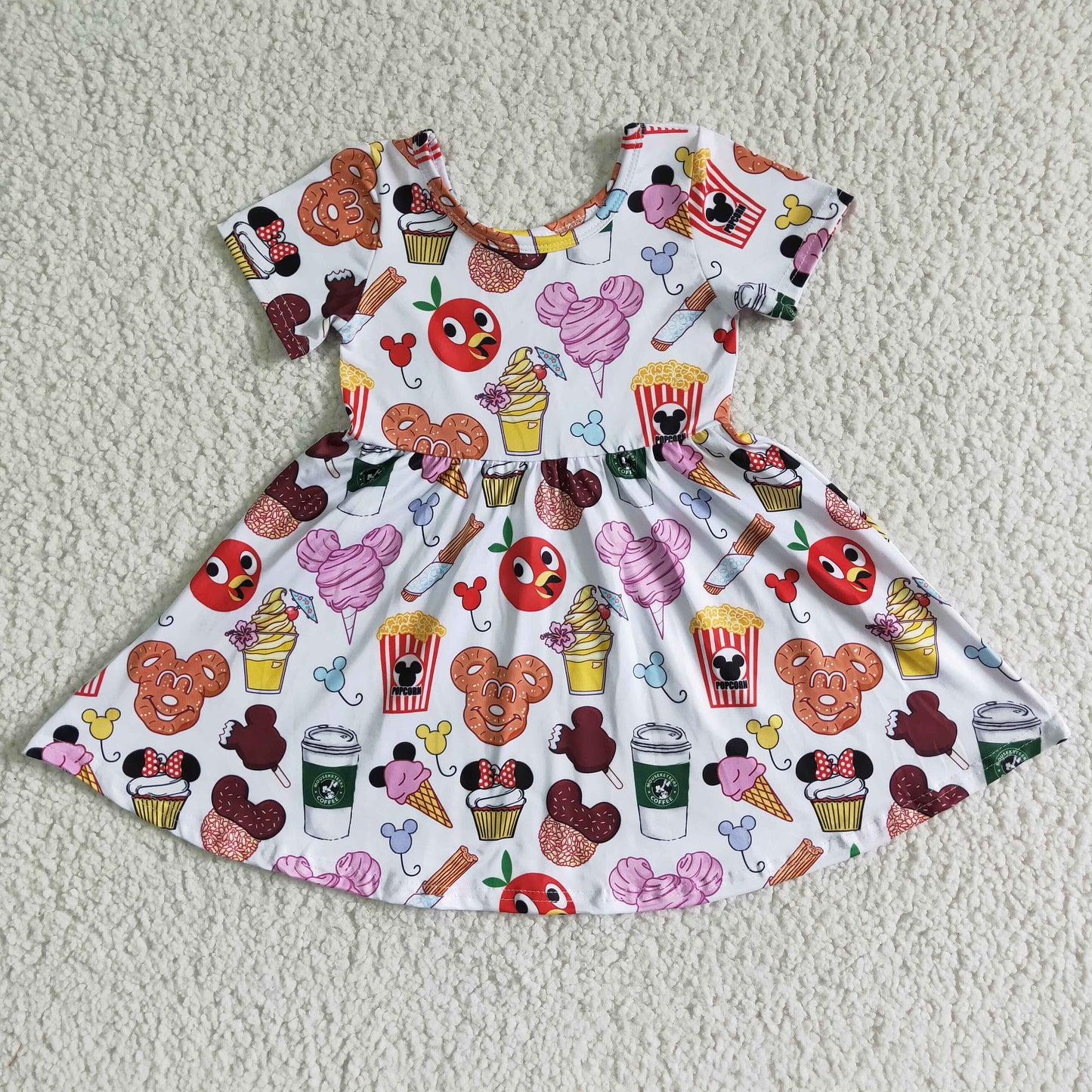 promotion cookies food chips cartoon mouse short sleeve dress