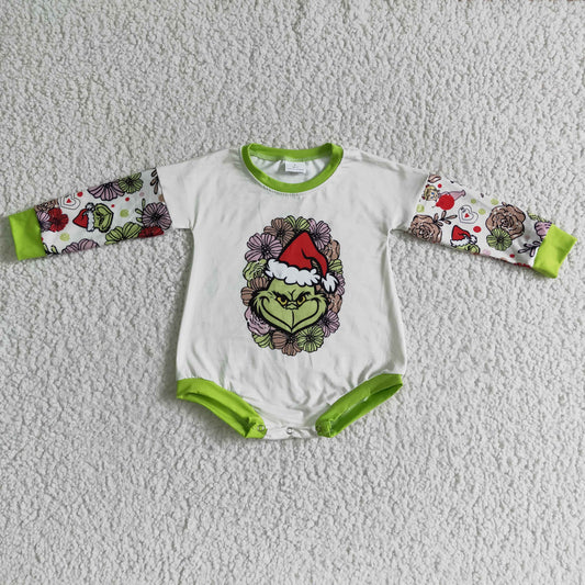 LR0131 green grin cartoon long sleeve baby boy bubble romper RTS 20230612