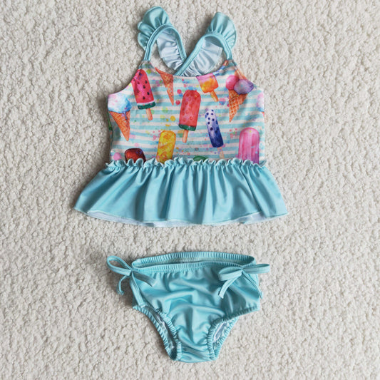 ice cream blue puffy girl swimwear 0117