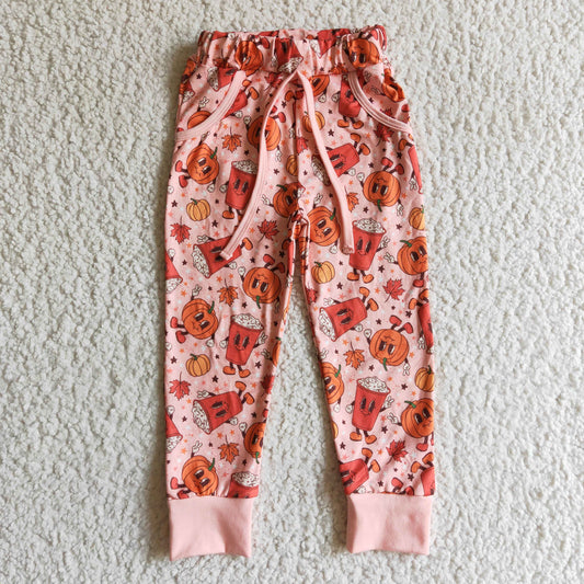 kids halloween pumpkin cup ORANGE long pants jogger legging 0906 RTS