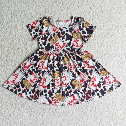 promotion RTS chick fil short sleeve summer girl dress 202408