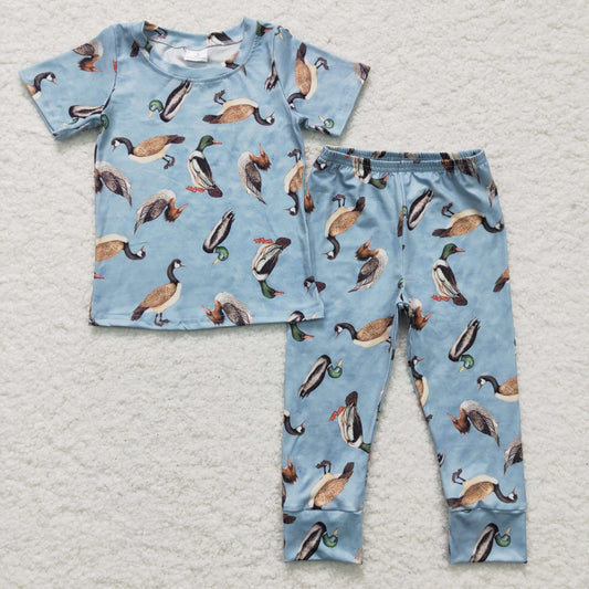 PROMOTION BSPO0042  duck bird western hunting preorder short sleeve boy outfit pajamas  202501 RTS