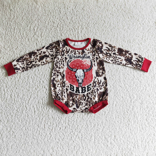 babe cow long sleeve girl bubble romper LR0164 0928