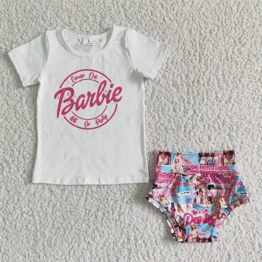 promotion RTS GBO0028 baibe go party hot pink print white top short sleeve bummies shorts girl outfits 0423