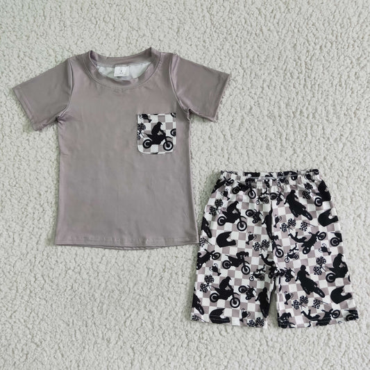 promotion RTS gray dirt blike short shirt boy shorts summer boys outfits 0623